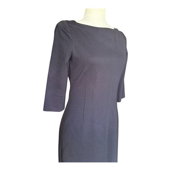 Elie Tahari Black Structured Sheath Dress 3/4 Sleeve Pencil Midi Classic Size 2 - Picture 6 of 13